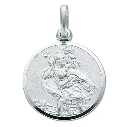 Silver St Christopher Pendant Necklace 22mm 925 hallmark