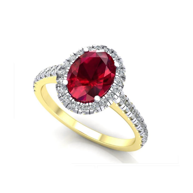 9ct Yellow Gold Ruby Oval Cluster Ring Engagement Hallmarked Sizes L - R