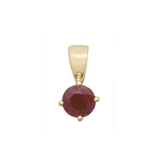 Ruby Round Solitaire Pendant Yellow Gold Hallmarked 18" Chain British Made
