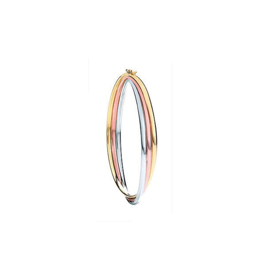 Russian Wedding Bangle Three Colour Gold Ladies Hinged Bracelet