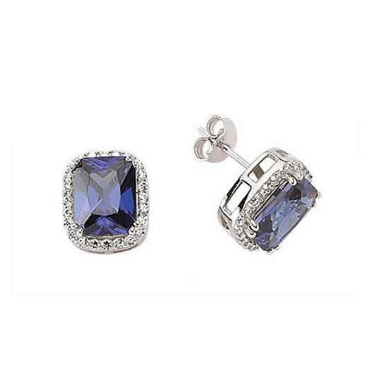 Sapphire Earrings Solid Silver Stud Sterling Silver Studs