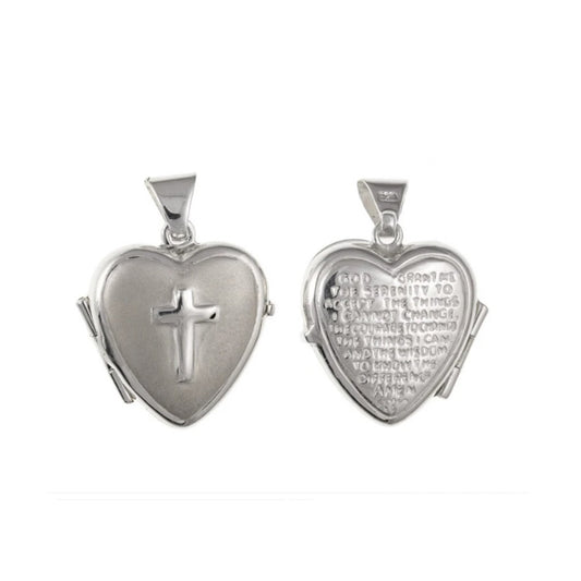 Serenity Prayer Heart Locket Solid Sterling Silver 925 Hallmark 16mm