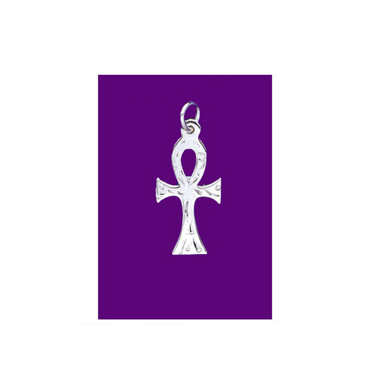 Sterling Silver Engraved Ankh Cross Pendant 925 Hallmark 20 x 10mm