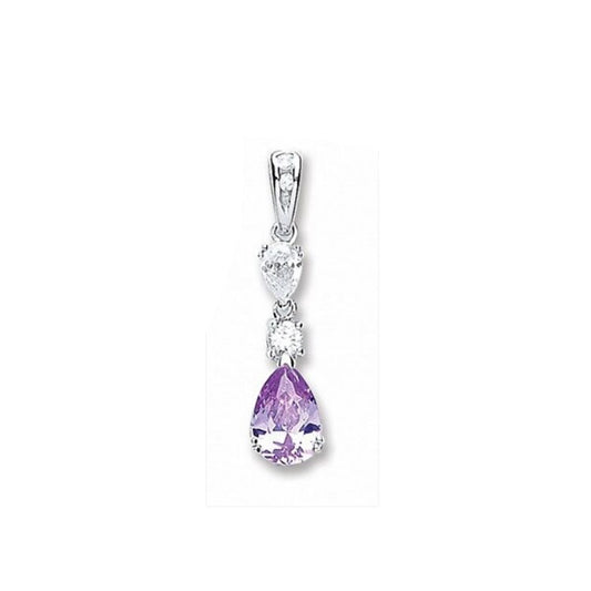 Real Amethyst Silver Pendant 925 Hallmark Necklace 18" Chain