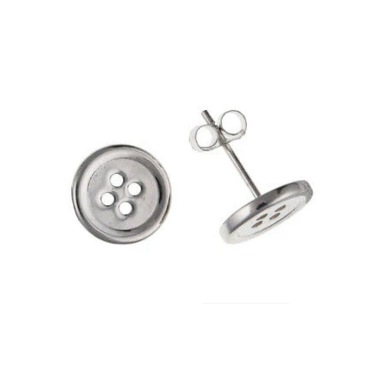 Silver Button Stud Earrings Studs 925 hallmark