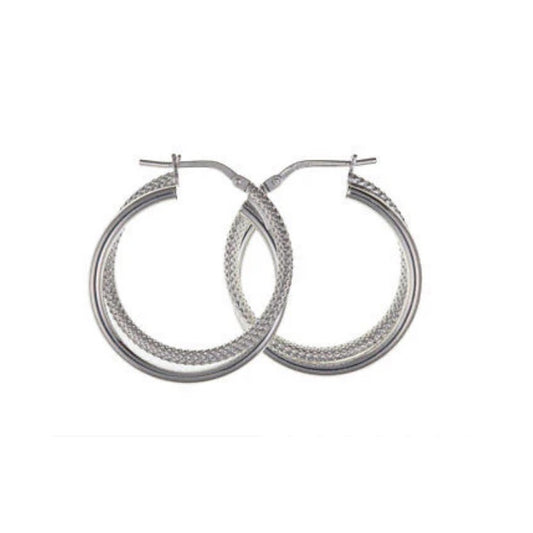 Silver Hoop Creole Earrings 925 Hallmark 24mm