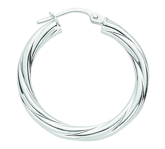 Silver Hoop Earrings Creole Sterling Silver 27mm Twist Hoops
