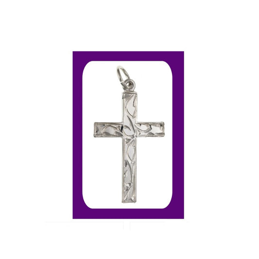 Sterling Silver Engraved Cross Pendant 925 Hallmark 29 x 18mm