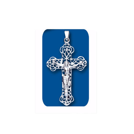 Silver Crucifix Cross Pendant 925 Hallmark Ornate Large All Chain Lengths