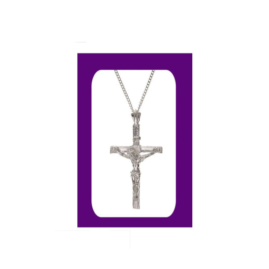 Plain Silver Crucifix Pendant Sterling Silver 925 Hallmark 16 - 18" Chain