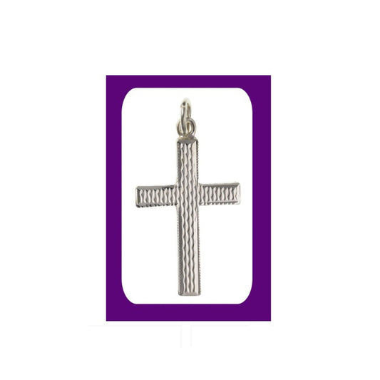 Sterling Silver Engine Turned Cross Pendant 25 x 17mm 925 Hallmark