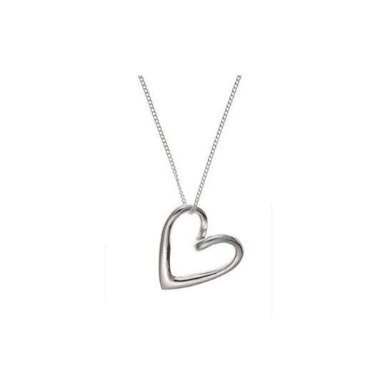 Silver Floating Heart Pendant Necklace 18" Chain 925 Hallmark