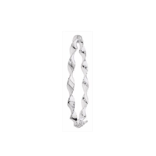 Silver Bangle Ladies Twist Design Hinged Bracelet