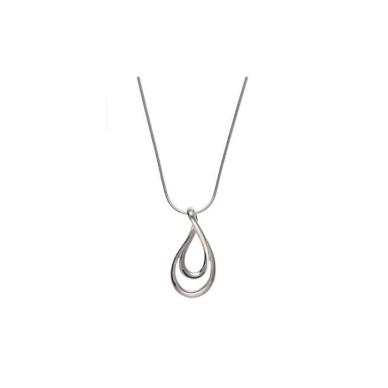 Sterling Silver Pendant Loop Open Pear Design Snake Chain Hallmarked
