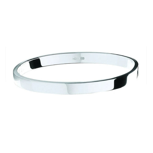 Silver Solid 6mm Oval Shaped Hinged Bangle