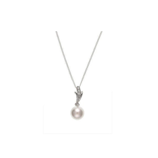 Pearl and Gemstone Pendant Solid Sterling Silver Necklace 18" Chain 925 Hallmark