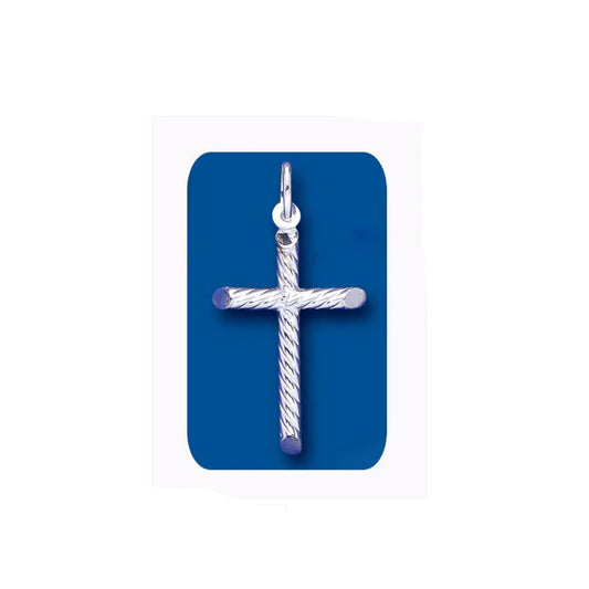 Sterling Silver Rope Effect Cross Pendant 925 hallmark 33 x 20mm