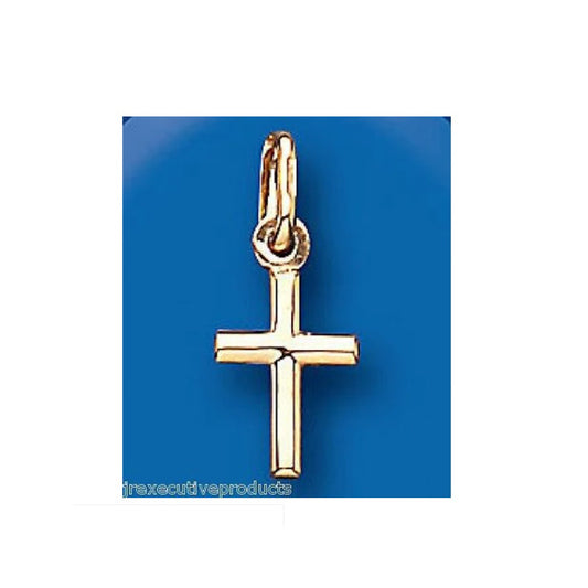 Small Yellow Gold Cross Pendant British Made Hallmarked