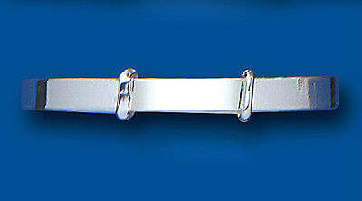 Solid silver baby bangle with smooth polished finish by J R Jewellery on blue background