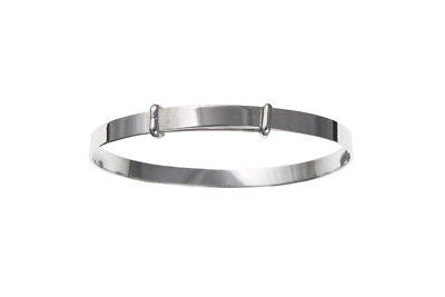 J R Jewellery solid silver baby bangle with smooth polished finish and adjustable design