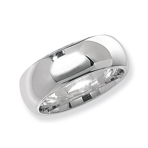 J R Jewellery polished solid sterling silver wedding band with a smooth and reflective surface