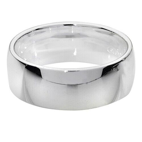 J R Jewellery solid sterling silver wedding band with polished smooth finish and classic design