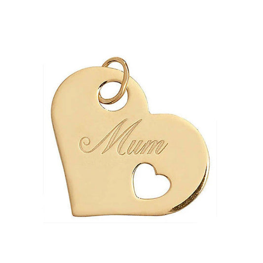 Solid Gold Mum Pendant Heart Love Hallmarked British Made