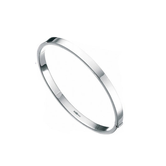 Bangle Solid Silver Plain Flat Bracelet Hinged Ladies Sterling Silver