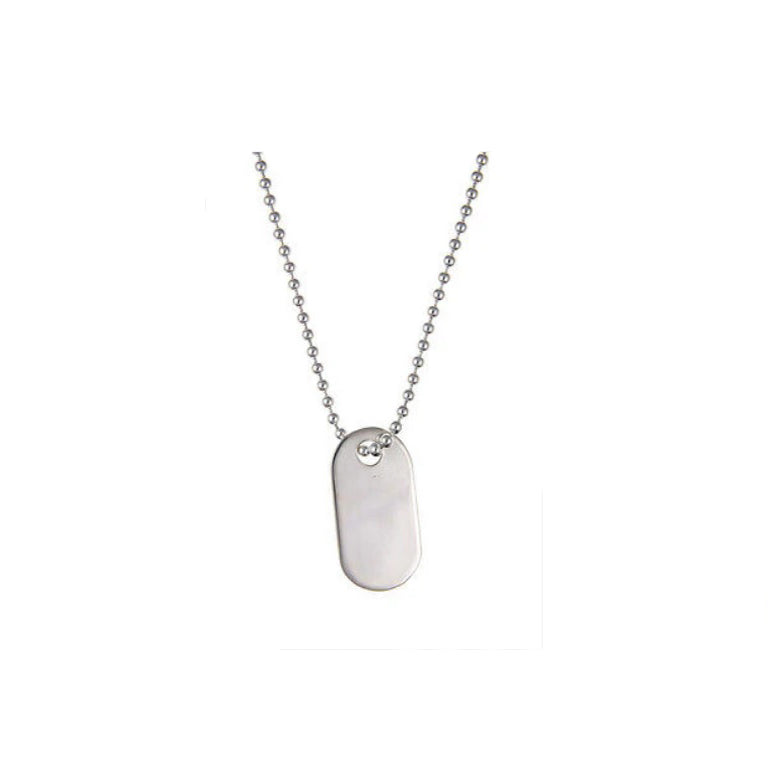 Dog Tag Pendant Solid Sterling Silver 20" Chain Hallmarked