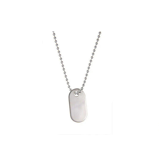 Dog Tag Pendant Solid Sterling Silver 20" Chain Hallmarked