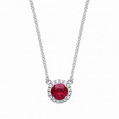 J R Jewellery sparkling ruby round pendant with silver chain and clear stone accents