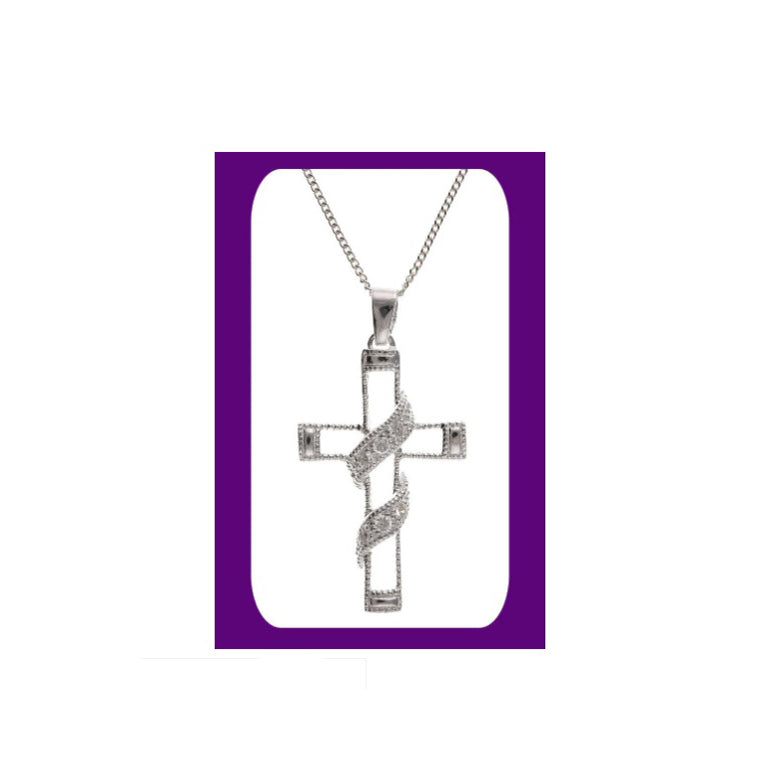 Sparkly Silver Cross Pendant Sterling Silver 925 Stamp 16 - 18" Adjustable Chain