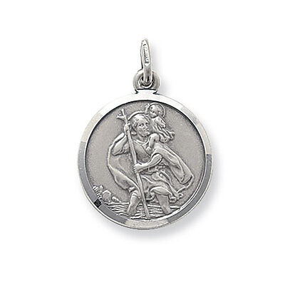 J R Jewellery St Christopher solid silver pendant with detailed engraving and a polished finish