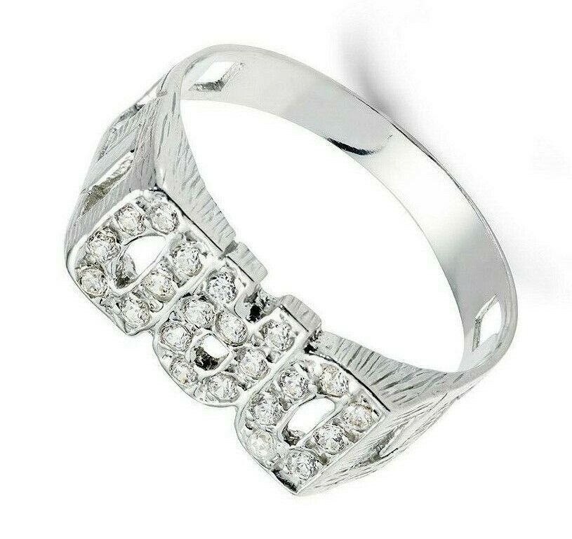 Sterling silver DAD ring from J R Jewellery with sparkling stones on the letters