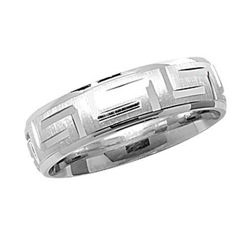 J R Jewellery sterling silver Greek wedding band with classic geometric design