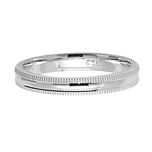 J R Jewellery sterling silver millgrain wedding band with fine detailed edging and polished finish