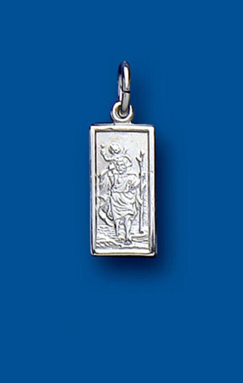 Sterling silver St Christopher pendant with detailed engraving, perfect for protective jewellery