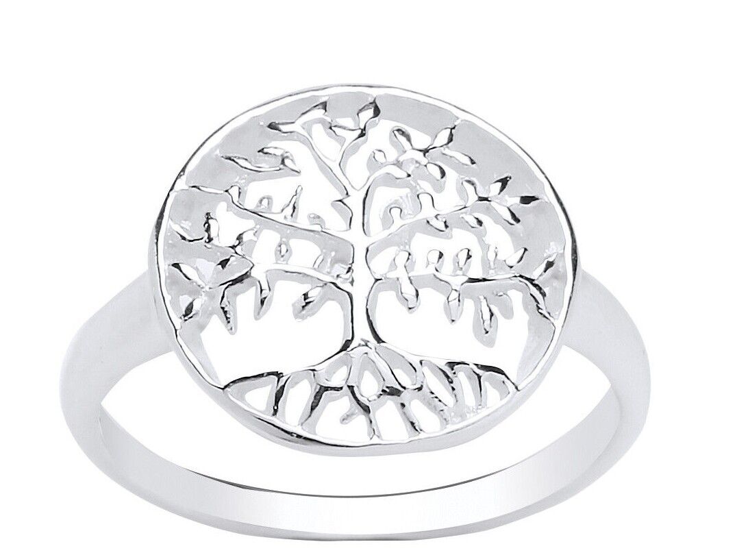 J R Jewellery sterling silver tree of life ring with detailed branches and roots design