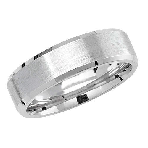 J R Jewellery sterling silver wedding band with brushed finish and polished edges