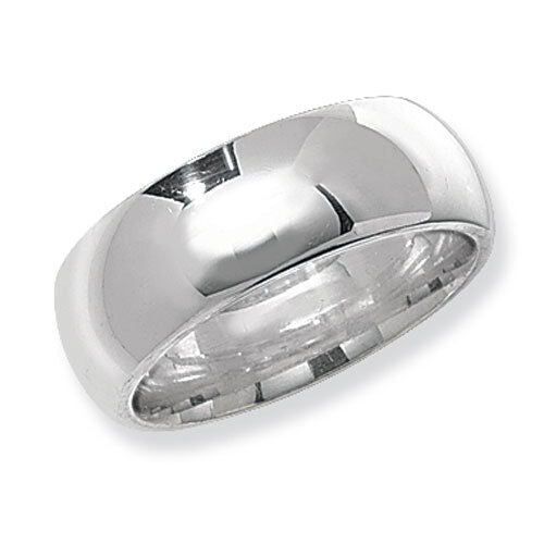 J R Jewellery polished sterling silver wedding band with smooth curved design and shiny finish
