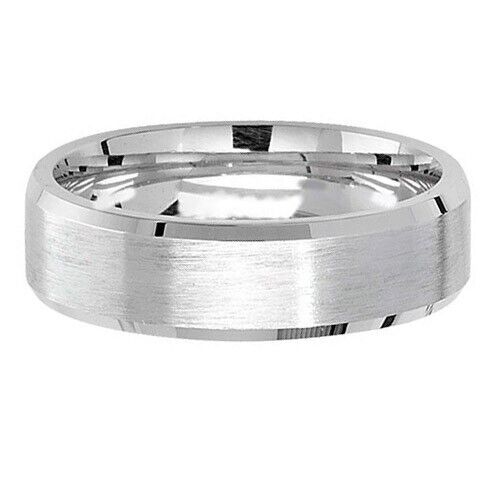 J R Jewellery sterling silver wedding band with polished edges and brushed centre finish