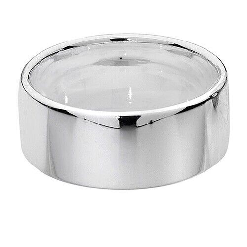 Simple polished sterling silver wedding band by J R Jewellery with a smooth wide design