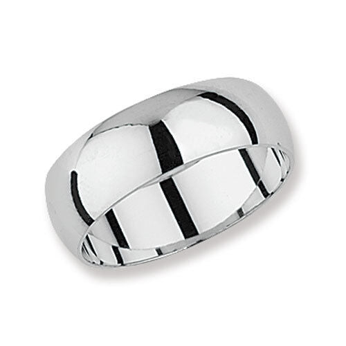 J R Jewellery sleek polished sterling silver wedding band with smooth rounded design