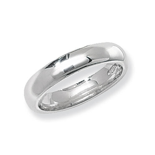 Simple polished sterling silver wedding band with classic rounded design by J R Jewellery