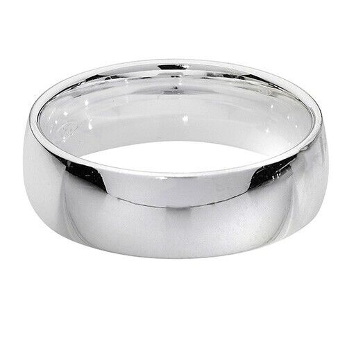 J R Jewellery sterling silver wedding band with polished smooth finish classic design