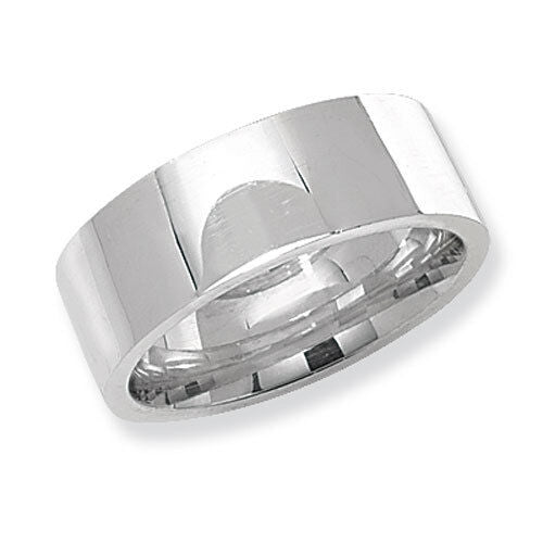 J R Jewellery polished sterling silver wedding ring with a smooth wide band design