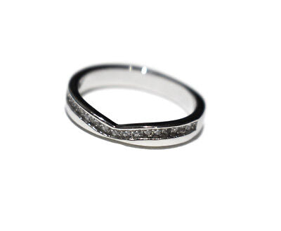 J R Jewellery sterling silver wishbone eternity ring with embedded small sparkling stones