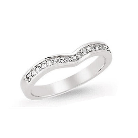 Sterling silver wishbone eternity ring with embedded sparkling stones by J R Jewellery