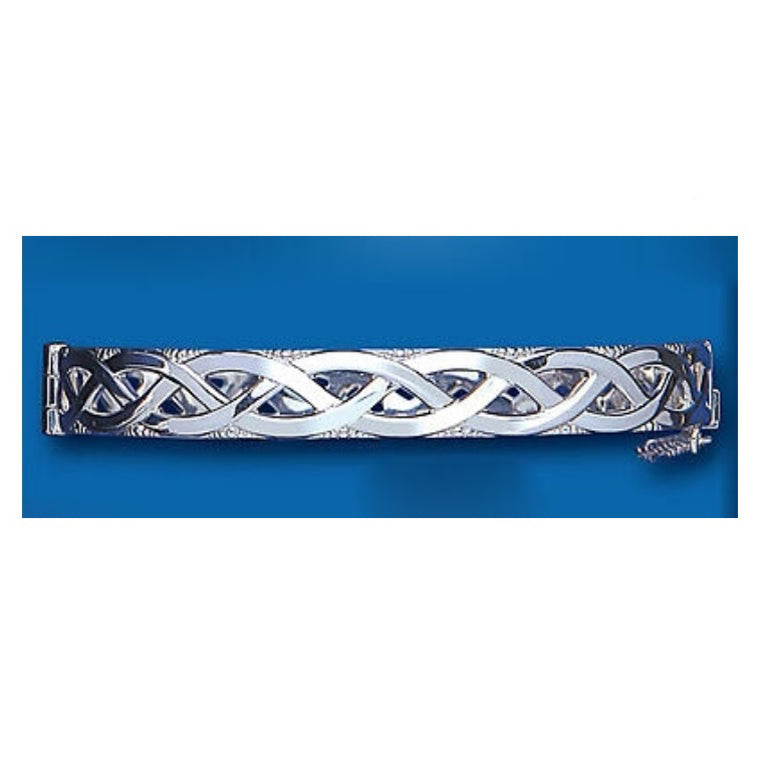 Sterling Silver Celtic Bangle Hinged Ladies British Made Hallmarked