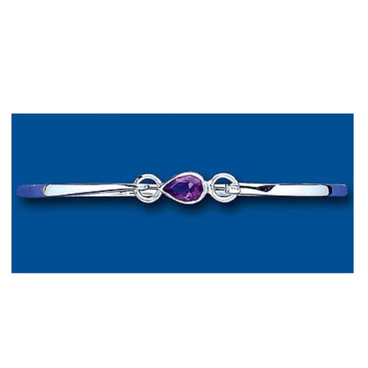 Sterling Silver Real Amethyst Bangle British Made Hallmarked